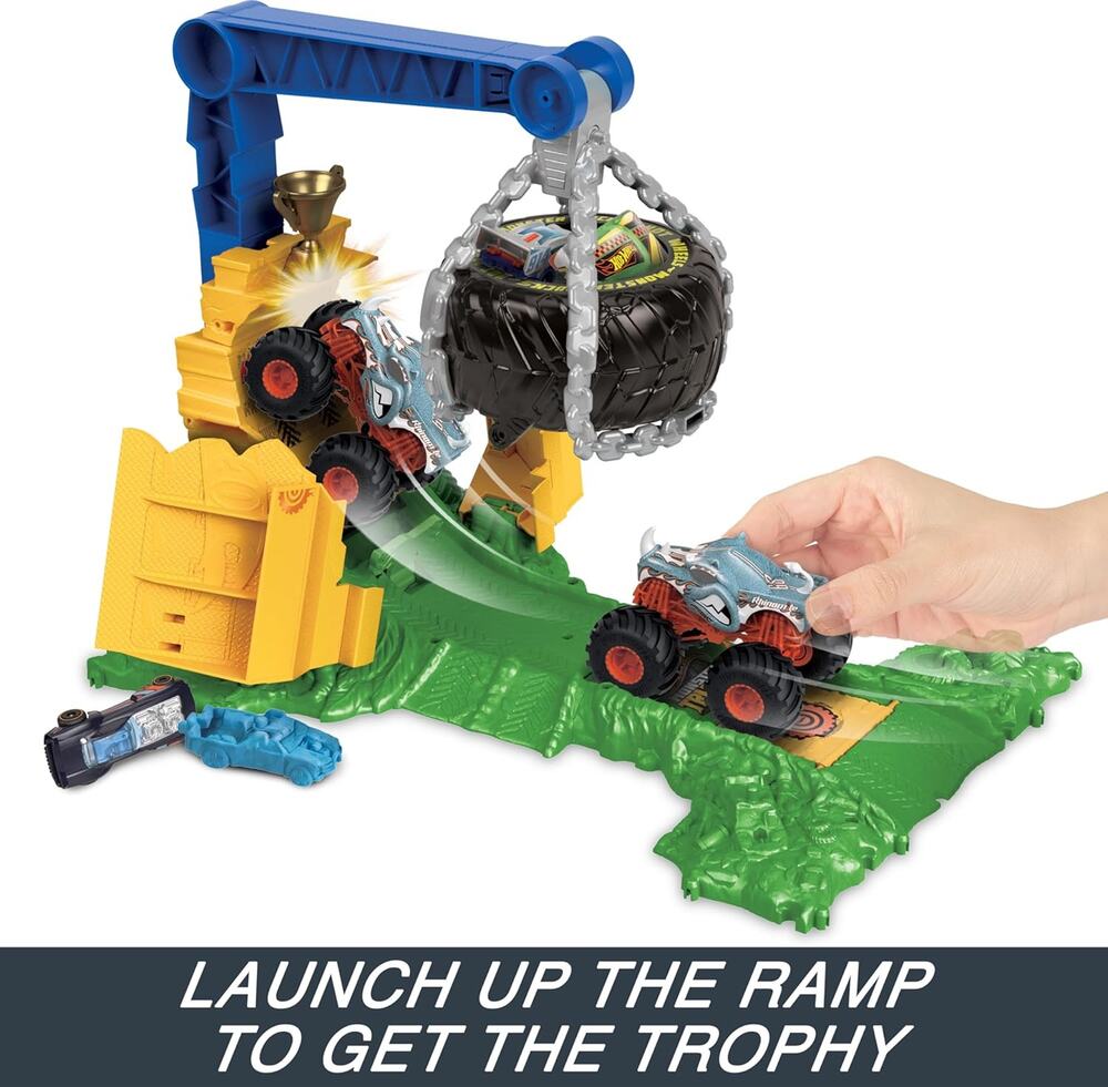 Hot Wheels Monster Truck Arena Smashers Rhinomite Chargin Challenge Playset NWT